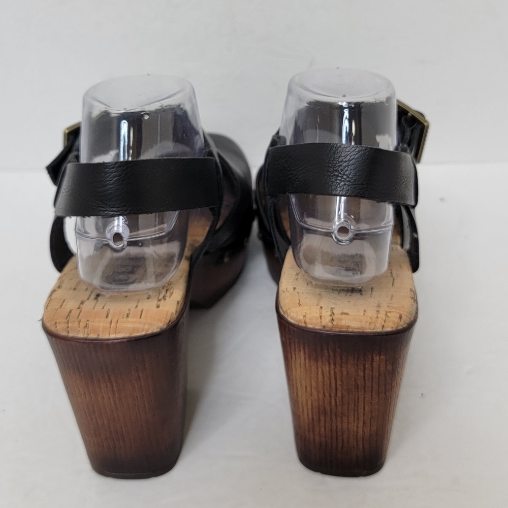 Kork-Ease Black Leather Mules with Wooden Heel - Picture 8 of 10